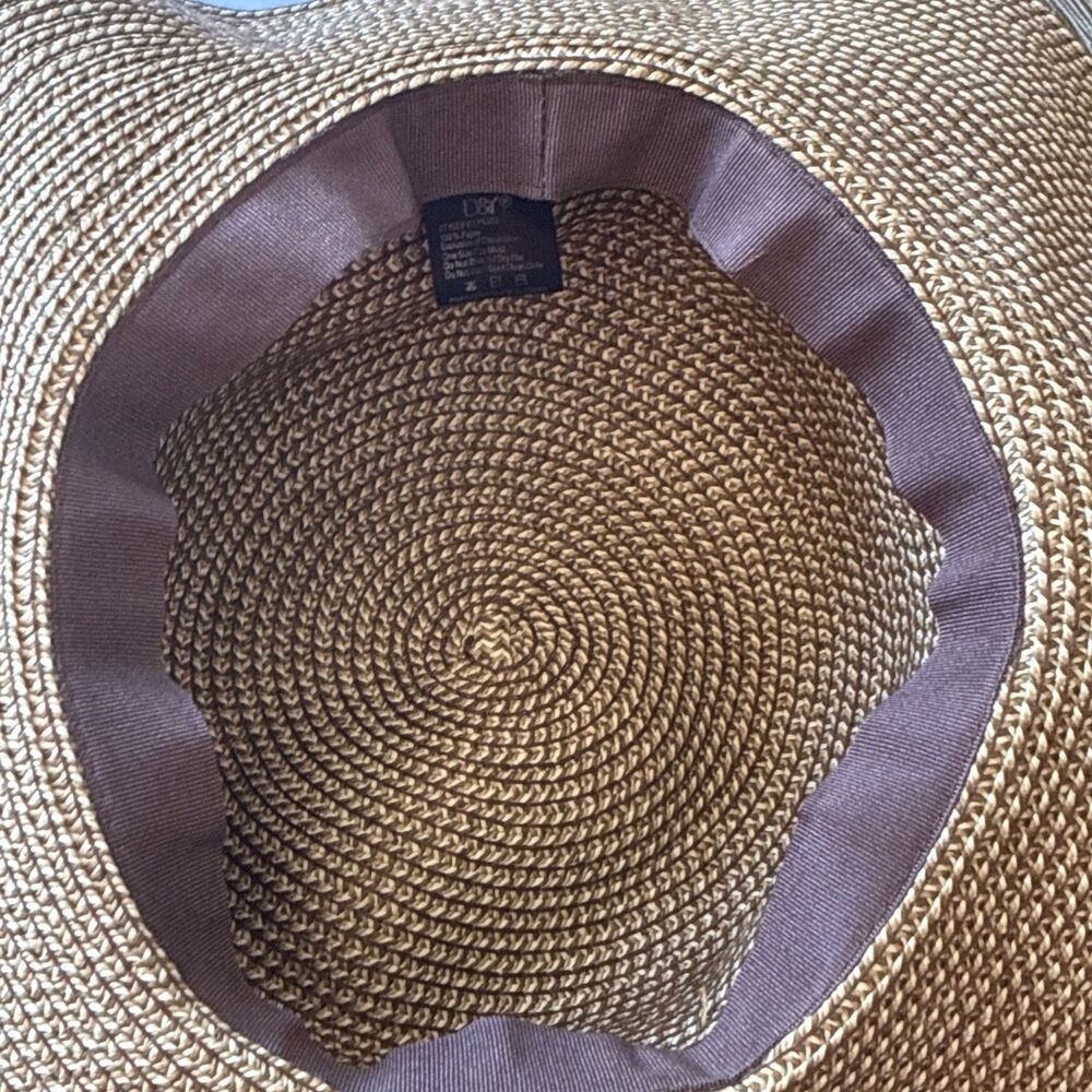 David & Young Women’s Packable Straw Sun Hat Straw Print Wide Brim - Picture 4 of 4